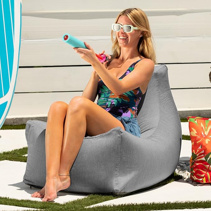 Jaxx Juniper Outdoor Bean Bag Patio Chair & Poolside Lounge, Slate