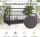 HAPPYGRILL Wicker Porch Swing, 2-Person Outdoor Patio Hanging Chair with Cushions, Metal Frame - Photo 8