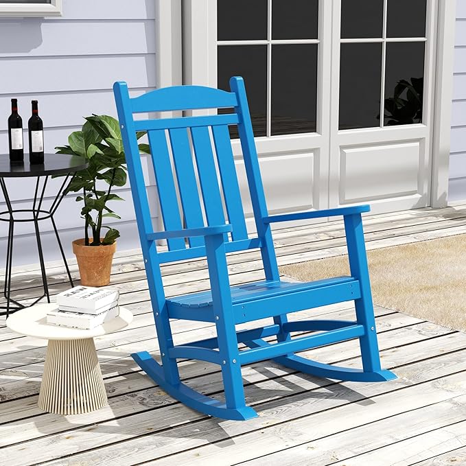 WestinTrends Malibu Malibu Outdoor Patio Poly Classic Porch Rocking Chair (Set of 4), Pacific Blue