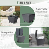 Outdoor PE Wicker Side Table with Storage – 13 Gallon Patio Storage Bin, All-Weather Rattan Coffee Table for Garden - Photo 8