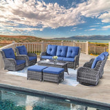 Belord Wicker Patio Furniture Sets - 8 Piece Rattan Outdoor Furniture Conversation Sets with 4 Swivel Rocker Chairs - Photo 1