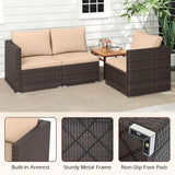 Tangkula 3 Seat Outdoor Wicker Sofa Set, Modular PE Rattan Patio Cushioned Sectional Couch Set - Photo 7