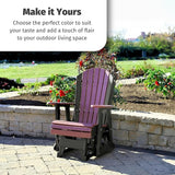 LuxCraft 2' Adirondack Glider Chair, Outdoor Patio Rocking Glider, Gliding Rocker for Outside (Lime Green & Black) - Photo 4