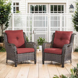 Belord High Back Patio Chairs Set of 2 - Brown Wicker Outdoor Seating - Photo 1