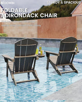 FOOWIN Folding Adirondack Chair Set of 8, HDPE Adirondack Chairs with Cup Holder - Photo 6