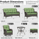 7 Piece Outdoor Wicker Patio Furniture Set, Outdoor Swivel Rocker Patio Chairs Set with Thickened Olefin Cushions - Photo 2
