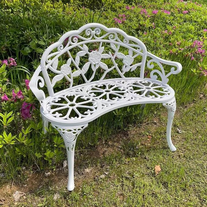 Mandolin Outdoor Benc Park Garden Chair, All Chair Anti Rust Cast Aluminum Patio Yard Bench - Photo 4