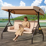 3 in 1 Outdoor Porch Swing with Adjustable Canopy, 3 Seat Outdoor Swing for Adults - Photo 1