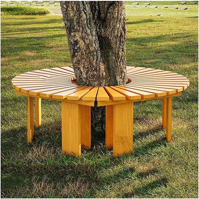 2 pcs Tree Bench Wrap Around Tree Bench Wooden Curved Benches Outdoor Strong Bearing Capacity 660Lbs - Photo 1