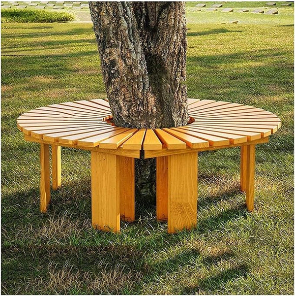 2 pcs Tree Bench Wrap Around Tree Bench Wooden Curved Benches Outdoor Strong Bearing Capacity 660Lbs - Photo 1