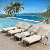 Wicker Lounge Chairs for Outside -2pcs Pool Chaise Lounge Chairs, Patio Chaise Lounges & 5-Position Adjustable - Photo 7