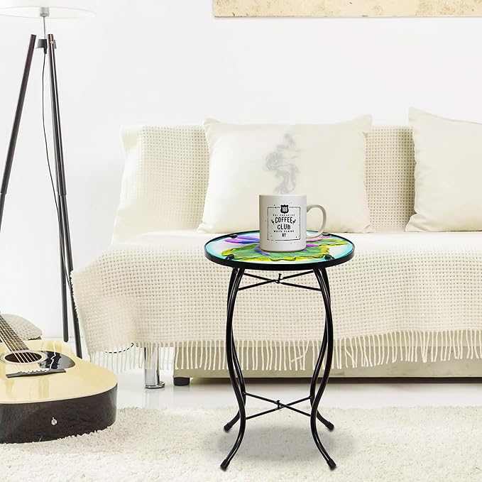Lotus-Leaf Dragonfly Small Patio Table, Outdoor Side Bar Table - Photo 6