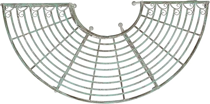 SAFAVIEH Outdoor Furniture Collection – Abia Antique Dark Green Distressed Wrought Iron 50-Inch Curved Tree Bench - Photo 6