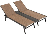 COSTWAY Patio 2-Person Chaise Lounge Chair 6-Position Back Adjust Middle Panel - Photo 1