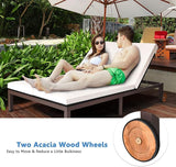 DORTALA 2-Person Patio Rattan Recliner Chair W/Wheels & Cushion - Photo 2