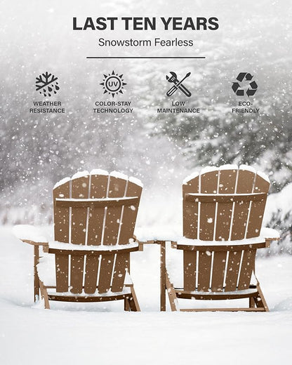 YEFU Adirondack Chairs Set of 6: Outdoor Chair HIPS Plastic Adirondack Chairs - Patio Chairs with Wood Texture - Lawn Fire Pit Deck Porch Garden Chairs for Adults (Teak)