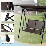 Tangkula 2 Person Porch Swing, Patio Swing with Adjustable Canopy, Comfortable Fabric Seat & Heavy-Duty Steel Frame - Photo 7