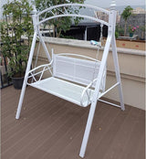 Upgraded Metal Patio Porch Swing with A-Frame Stand Heavy Duty Metal Hanging Porch Swing Chair Patio Hanging Bench - Photo 4