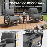 Gotland 5 Piece Patio Set, Aluminum Outdoor Swivel Chairs Set of 2 with 2 Ottoman 5.1’’ High-Resilience Seat Cushions - Photo 7