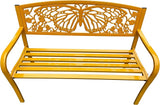 Hi-Line Gift Ltd 50" Outdoor Metal Garden Bench with Butterfly Design Backrest - Yellow - Photo 5