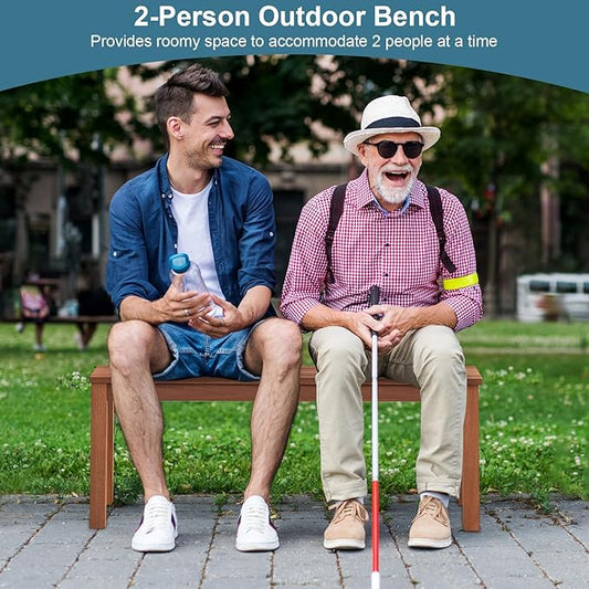 COSTWAY Outdoor Bench, 39.5” Backless Solid Wood Narrow Bench for Outside, Patio, Park, Garden & Front Porch (2)