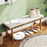 Tangkula Acacia Wood Outdoor Bench with Padded Cushion, 48" Long Dining Bench with Washable Zippered Cover - Photo 5