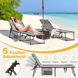 Yaheetech 22.4" Outdoor Folding Tanning Chair, Chaise Lounge Chairs with 5 Back Position Adjustable - Photo 5