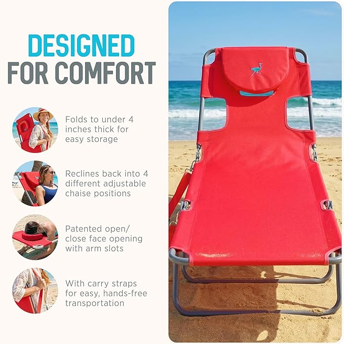 Ostrich the Original Chaise 72 x 22 Inch Lounge Portable Reclining Lounger, Outdoor Patio, Beach, Lawn, Camping - Photo 5
