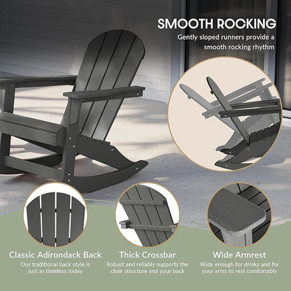 WestinTrends Malibu Outdoor Patio Porch Rocking Adirondack Chair (Set of 4), Gray