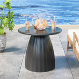 Round Metal Outdoor Patio Side Table, Black Small Patio End Table, Steel Outdoor Accent Table for Garden, Pool, Deck - Photo 1