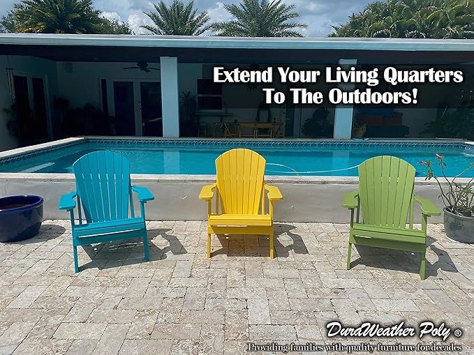DuraWeather Poly® Classic King Size Folding Adirondack Chair (Kiwi Green)