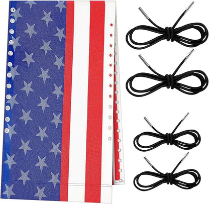 Queekay Chair Replacement Fabric with 4 Bungee Cord Lounge Chair Cloth Mesh Repair Kit for Patio Recliner Outdoor Lawn Pool (63 x 17 Inch,National Flag)