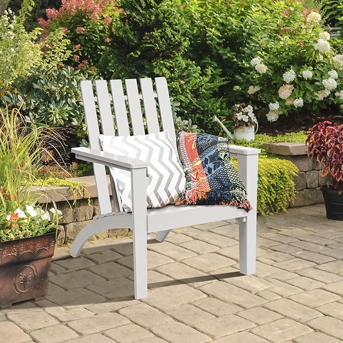Giantex Adirondack Chair Set of 2 Acacia Wood Outdoor Chairs, 350 lbs Weight Capacity, Weather Resistant Campfire Chairs for Lawn Seating, Garden, Poolside, Balcony, Patio Lounger, Black, White