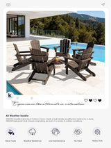 KINGYES Folding Adirondack Chair Set of 6, HDPE All-Weather Patio Chairs with Cup Holder - Photo 7