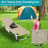 ABORON Heavy Duty Tanning Chair, Outdoor 5-Position Folding Chaise Lounge Chair with Pad - Photo 7