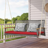 RELAX4LIFE 2-Seater Outdoor Porch Swing - Patio PE Rattan Hanging Swing Bench with Seat Cushion and Strong Hanging Ropes - Photo 2