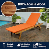 JONATHAN Y LNG1000C Mallorca 77.56"x23.62" Modern Classic Adjustable Acacia Wood Chaise Outdoor Lounge Chair with - Photo 5