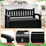 JUMMICO 80 Gallon Resin Outdoor Storage Bench, Large Deck Box with Armrest, Lockable&Waterproof for Garden, Home, Patio - Photo 4