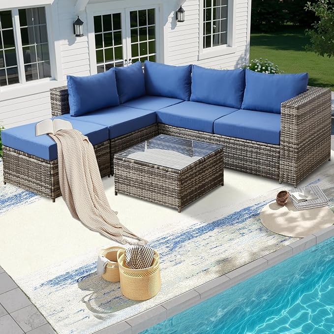 Outdoor Sectional Sofa Set Patio Furniture Sets All Weather PE Rattan Sectional Seating Group with Cushions and Table - Photo 1