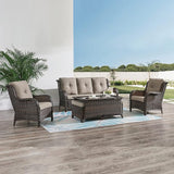 HUMMUH Outdoor Wicker Patio Chairs Set of 2 PE Rattan Patio Seating Chairs High Back Curved Armrest Porch Chairs with 4 - Photo 7