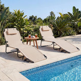 Tangkula Beach Lounge Chair, Folding Sunbathing Recliner with Face Hole - Photo 2