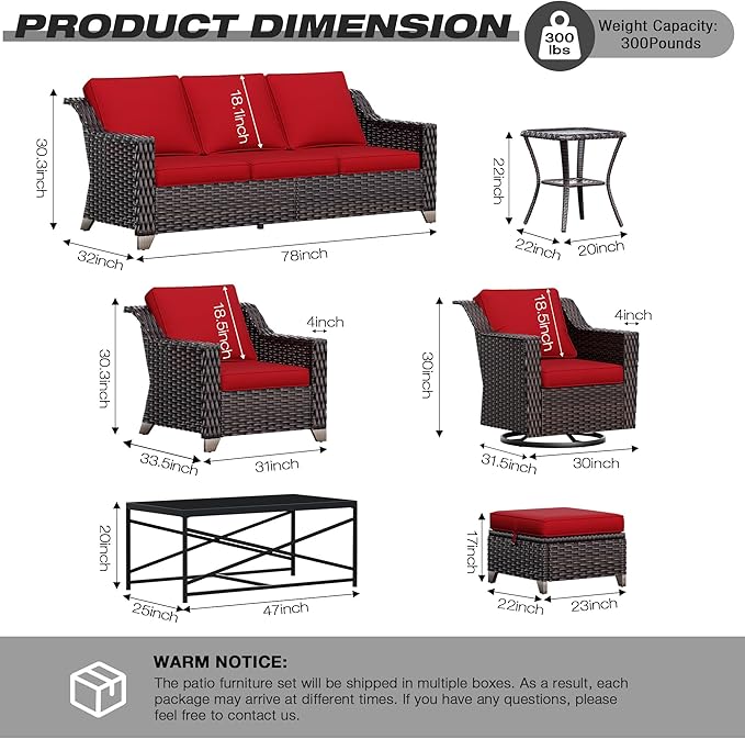 Joyside Swivel Patio Chairs Set of 2, Wicker Patio Furniture with Wide Armrest and Thick Cushions - Photo 2