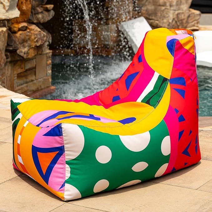 Jaxx Juniper Outdoor Bean Bag Patio Chair, Zuri Multicolor Pattern
