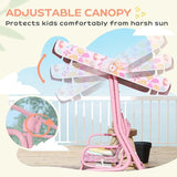 Qaba Kids Patio Swing, 2-Seater Outdoor Porch Swing Chair with Adjustable Canopy, Safety Belt - Photo 3