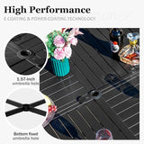 HERA'S HOUSE 54" Outdoor Patio Round Dining Table with Umbrella Hole, Metal Steel Frame for Backyard Lawn Balcony Deck - Photo 4