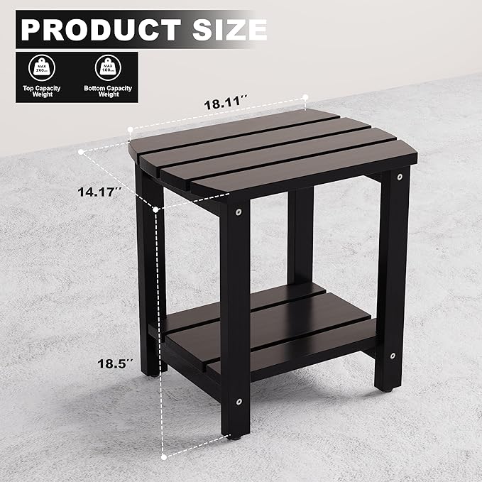 Adirondack Side Table, Double Outdoor Side Tables 18" Solid End Tables - Photo 3