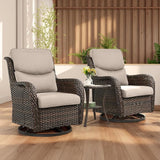 Rilyson Wicker Rocking Chair Swivel Chairs - 3 Piece Rocker Patio Furniture Set Rattan Rocking Bistro Sets with Glass - Photo 1