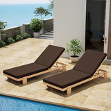 Christopher Knight Home Duska Acacia Wood Chaise Lounge Chair Set of 2, Patio Outdoor Chaise Lounge with Cushions - Photo 3