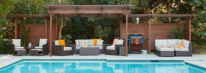 Serta Laguna Brown Resin Wicker Outdoor Patio Furniture Collection, Easy Assembly, Porch or Pool, Storage Chaise Lounge Brown Wicker
