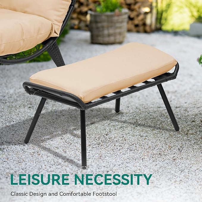 YITAHOME Egg Chair with Stand Outdoor Egg Lounge Chair with Cushion Wicker Chair PE Rattan Chair Footrest Included for - Photo 6